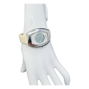 Kenneth Cole Reaction Unisex Digital Wristwatch Silver Case Cream Strap OS